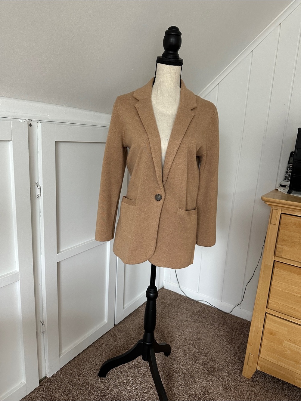 J. Crew Tan Single-Button Sweater Blazer